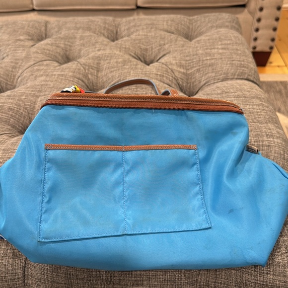Coach Bag Canvas and Leather Trimmed Blue and Brown Tote - Picture 15 of 17
